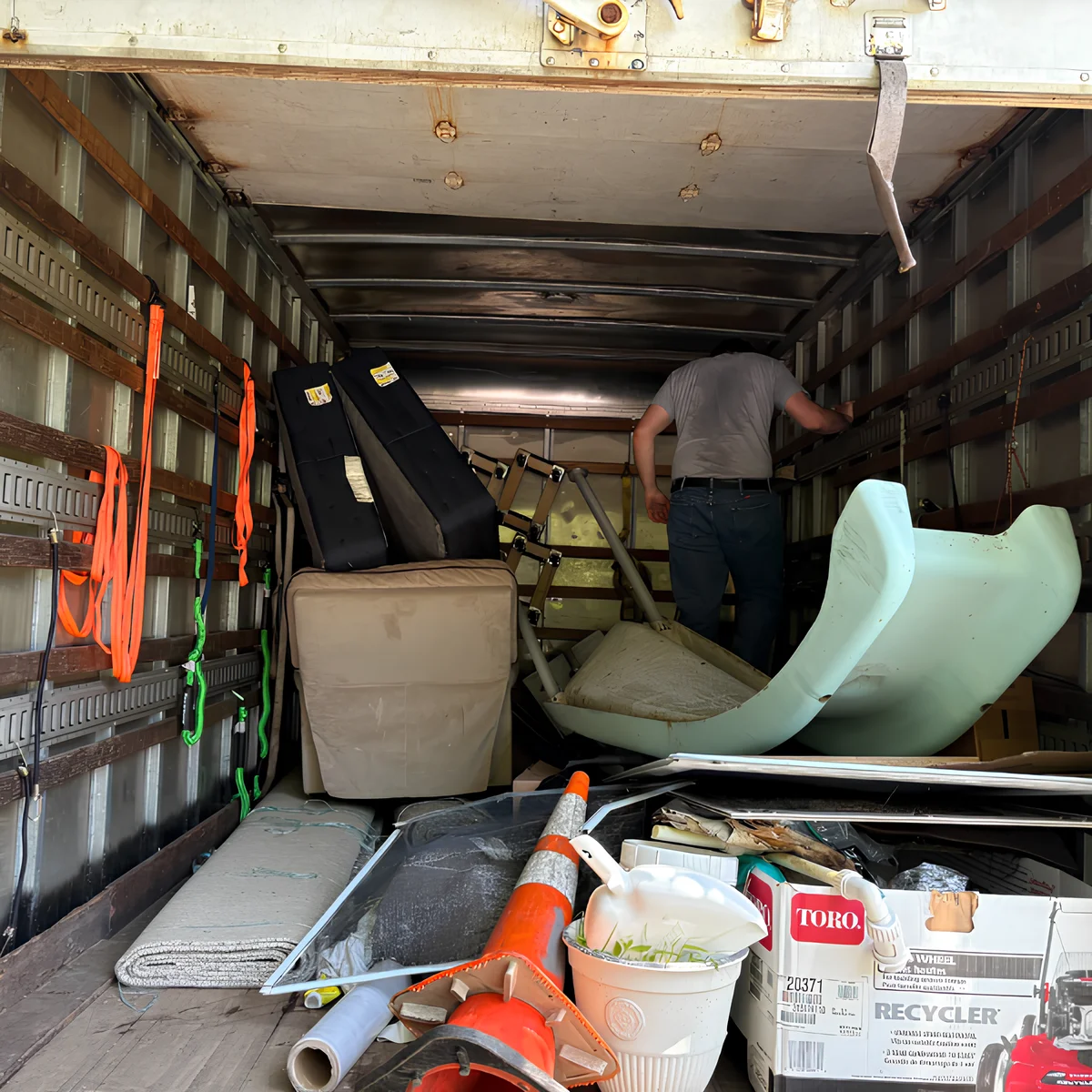 Image showing furniture and household junk in a truck.