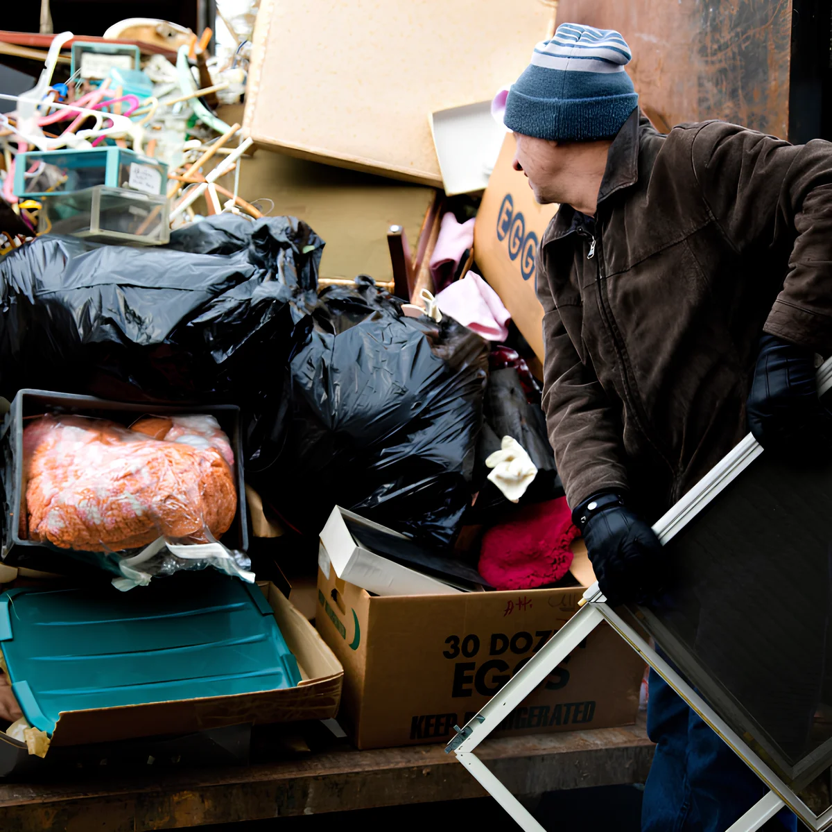 Image showing sorting junk for recycling and donation.