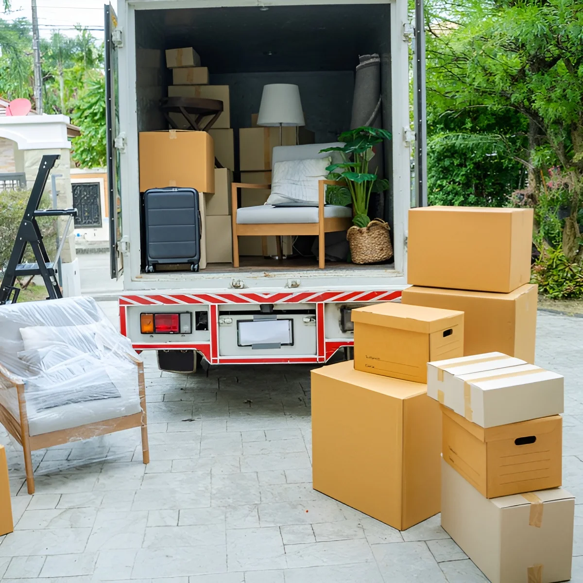 Image showing a local move with a mix of packed boxes and furniture.